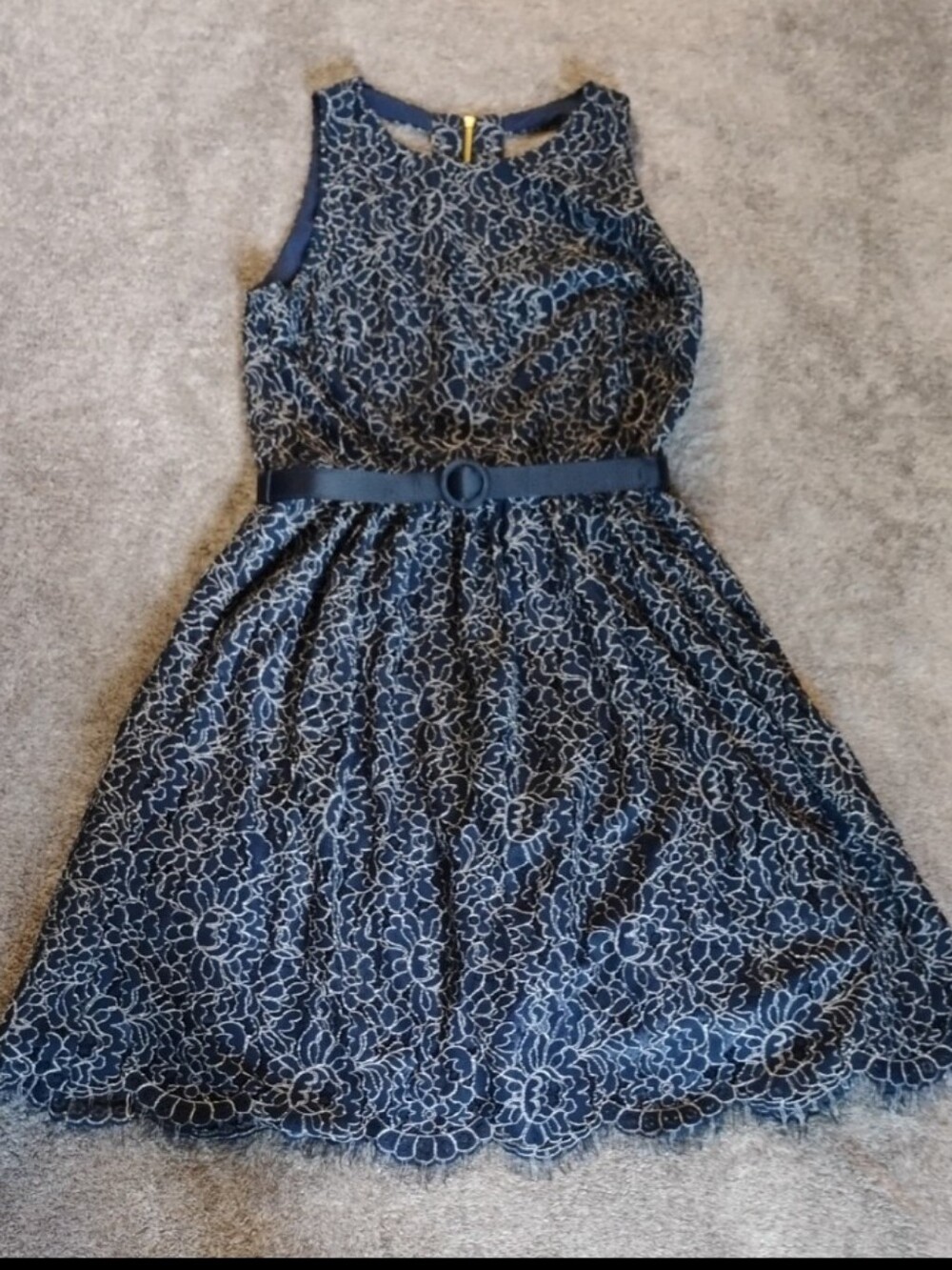 Eliza J Flared Floral Embroidered Dress With Belt